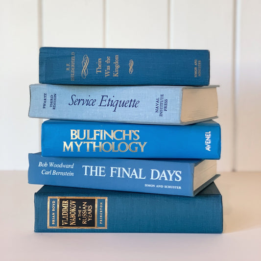 Blue Oversized Books for Decor, Books By Color, Vintage Books for Shelf Styling