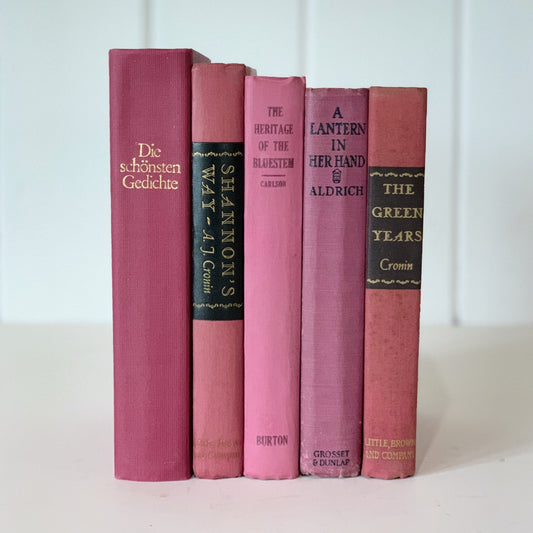 Vintage Purple Mauve Book Bundle, Handmade Bookshelf Decor, Rainbow Bookshelf