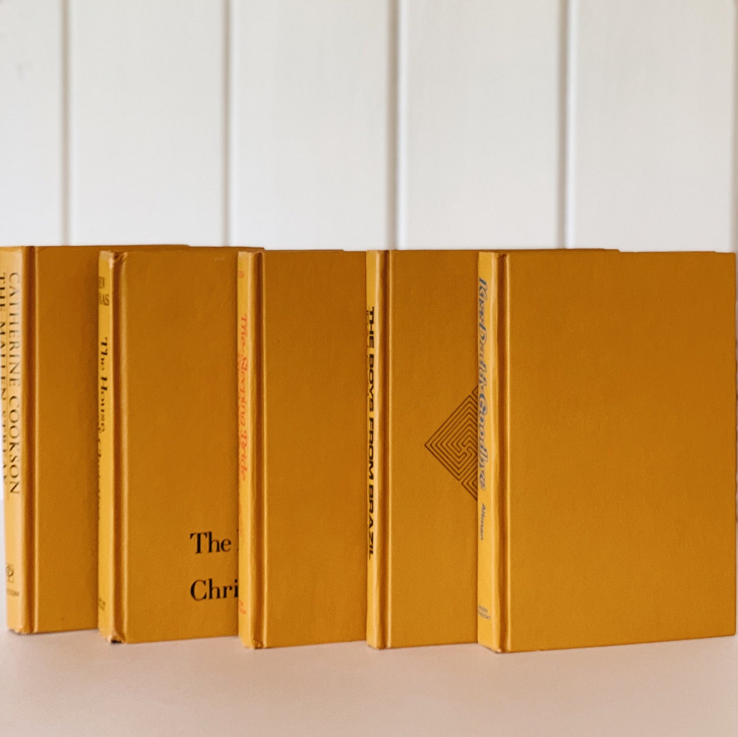 Vintage Mustard Yellow Books for Decor, Farmhouse Decor, Bookshelf Decor