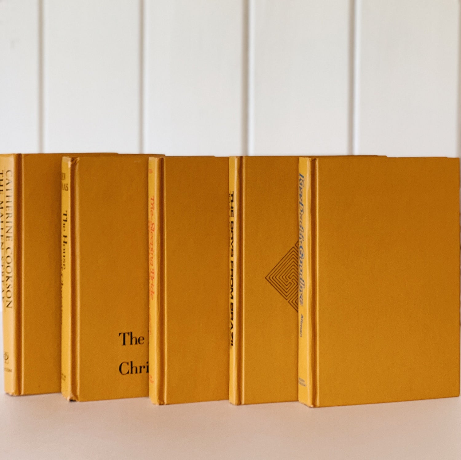 Vintage Mustard Yellow Books for Decor, Farmhouse Decor, Bookshelf Decor