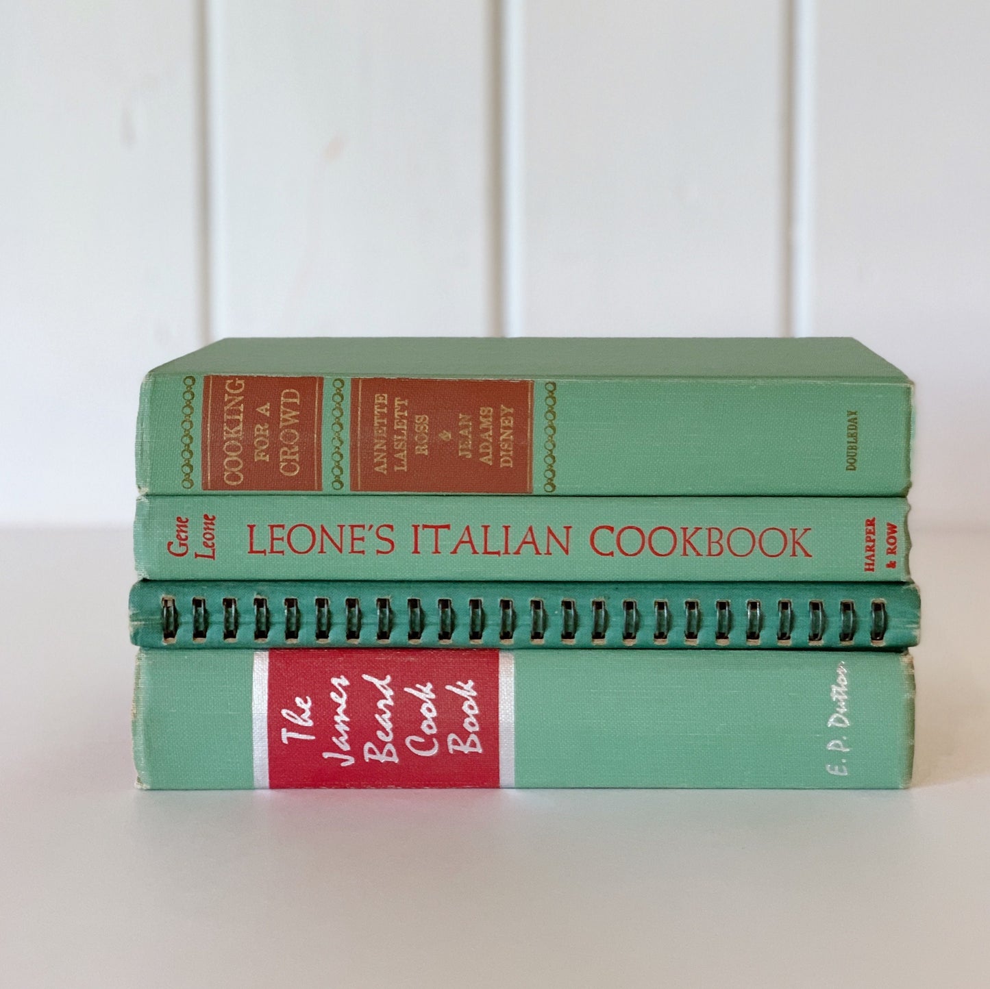 Teal Green Vintage Cookbooks, Farmhouse Kitchen Decor, Old Cookbooks, Vintage Book Set