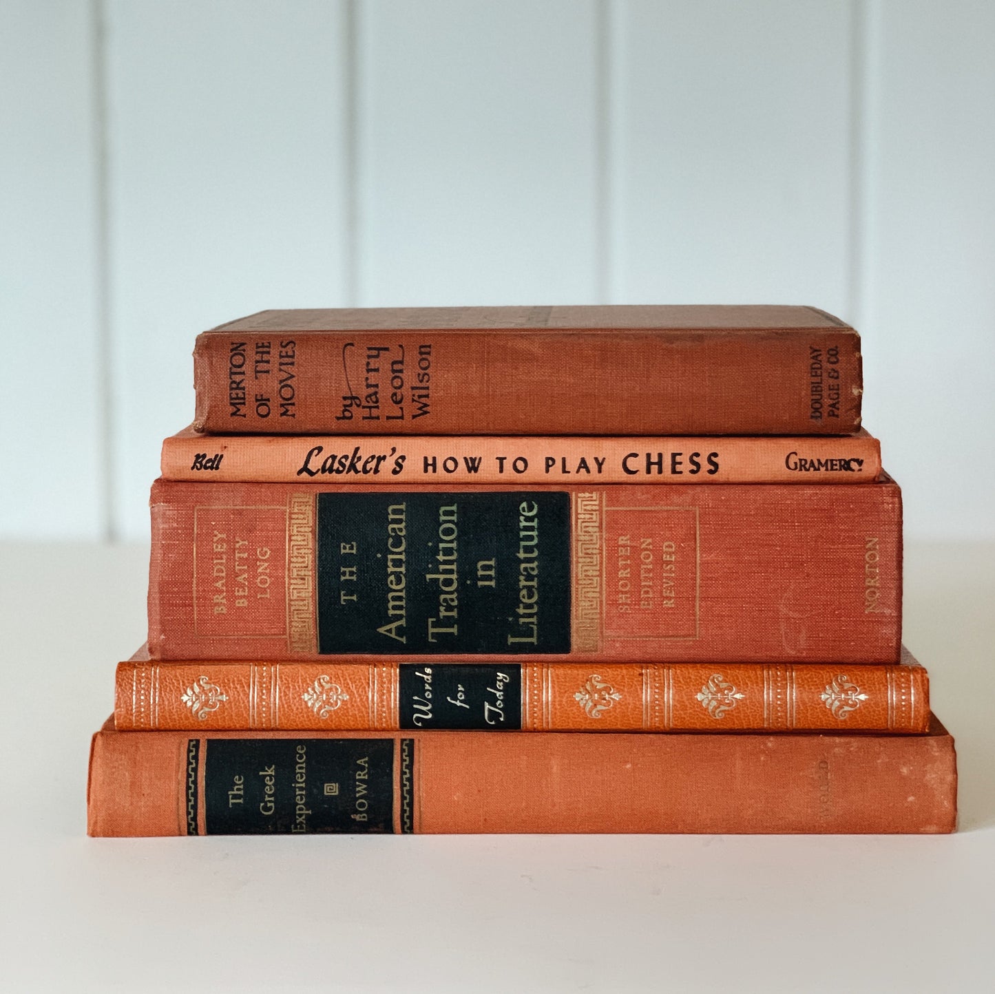 Vintage Copper and Black Book Set, Mid-Century Modern Books for Shelf Styling