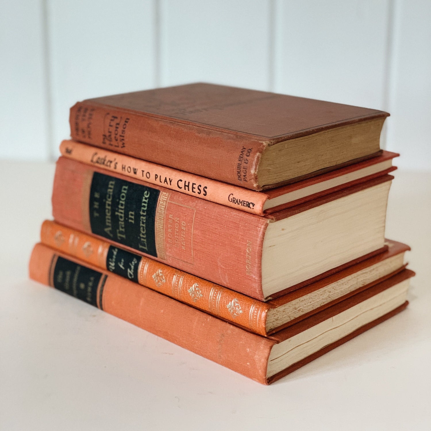 Vintage Copper and Black Book Set, Mid-Century Modern Books for Shelf Styling