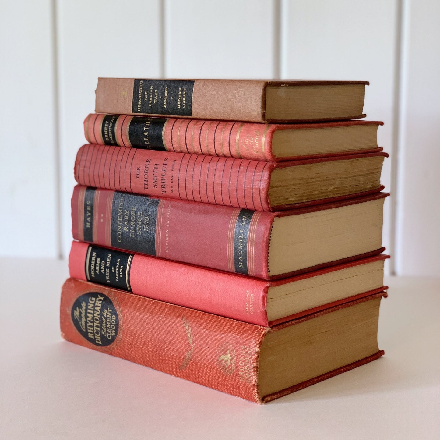 Red and Black Vintage Book Set, Decorative Books, Mid-Century Modern Shelf Styling Book Bundle