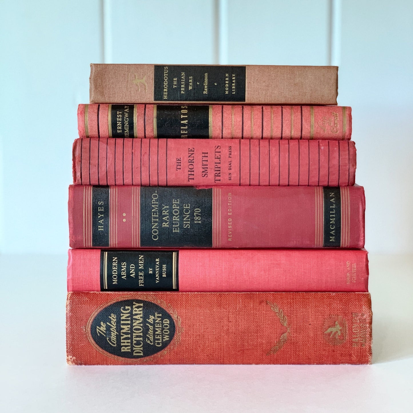 Red and Black Vintage Book Set, Decorative Books, Mid-Century Modern Shelf Styling Book Bundle