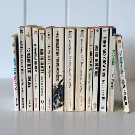Vintage Paperback Classic Books, Beige and White Book Bundle, Handmade Decor