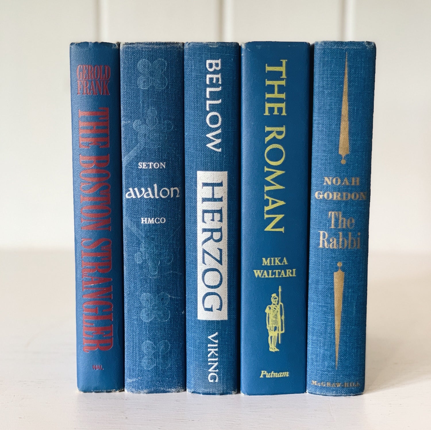 Mid Century Modern Vintage Blue Books for Decor, Vintage Book Set for Shelf Styling, 1960s