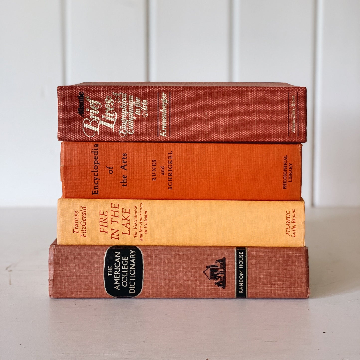 Vintage Oversized Orange Red Terra Cotta Books for Decor, Books By Color
