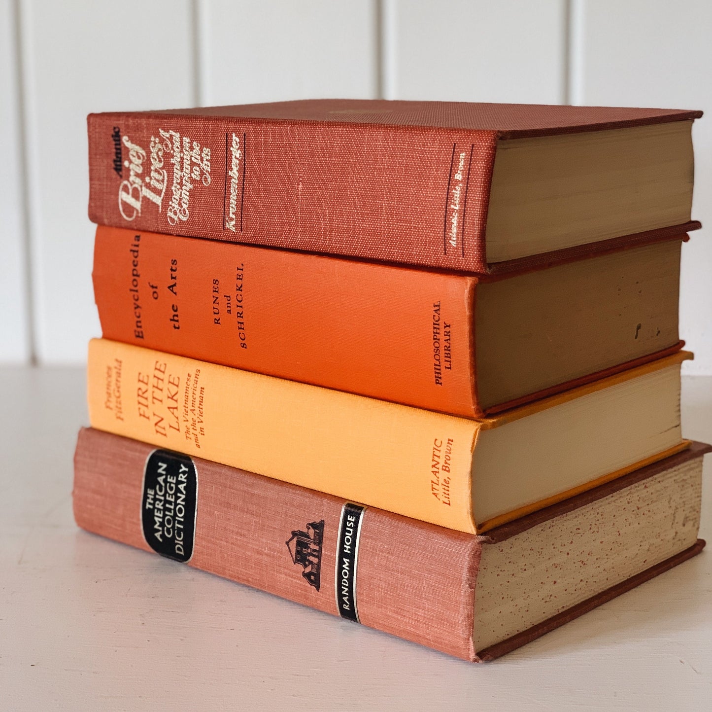 Vintage Oversized Orange Red Terra Cotta Books for Decor, Books By Color