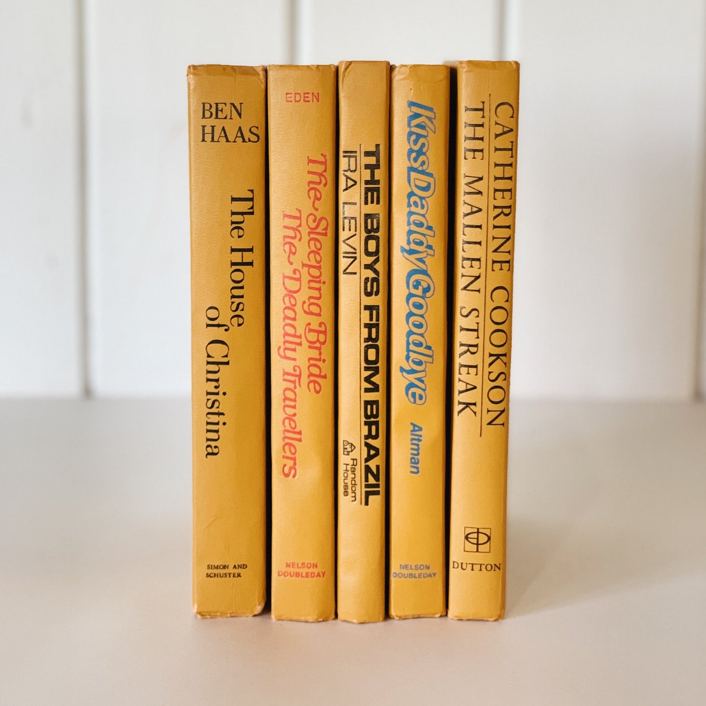 Vintage Mustard Yellow Books for Decor, Farmhouse Decor, Bookshelf Decor