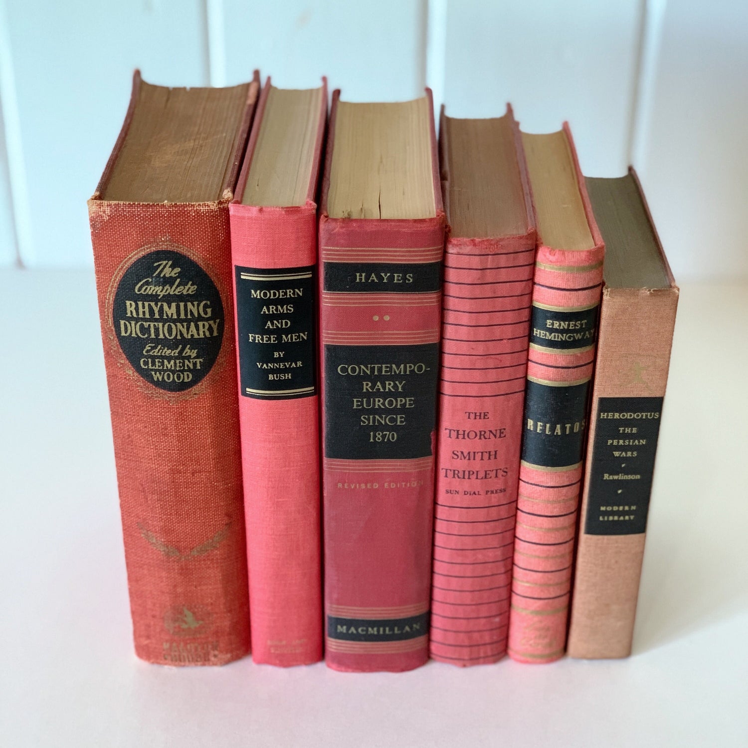 Red and Black Vintage Book Set, Decorative Books, Mid-Century Modern Shelf Styling Book Bundle