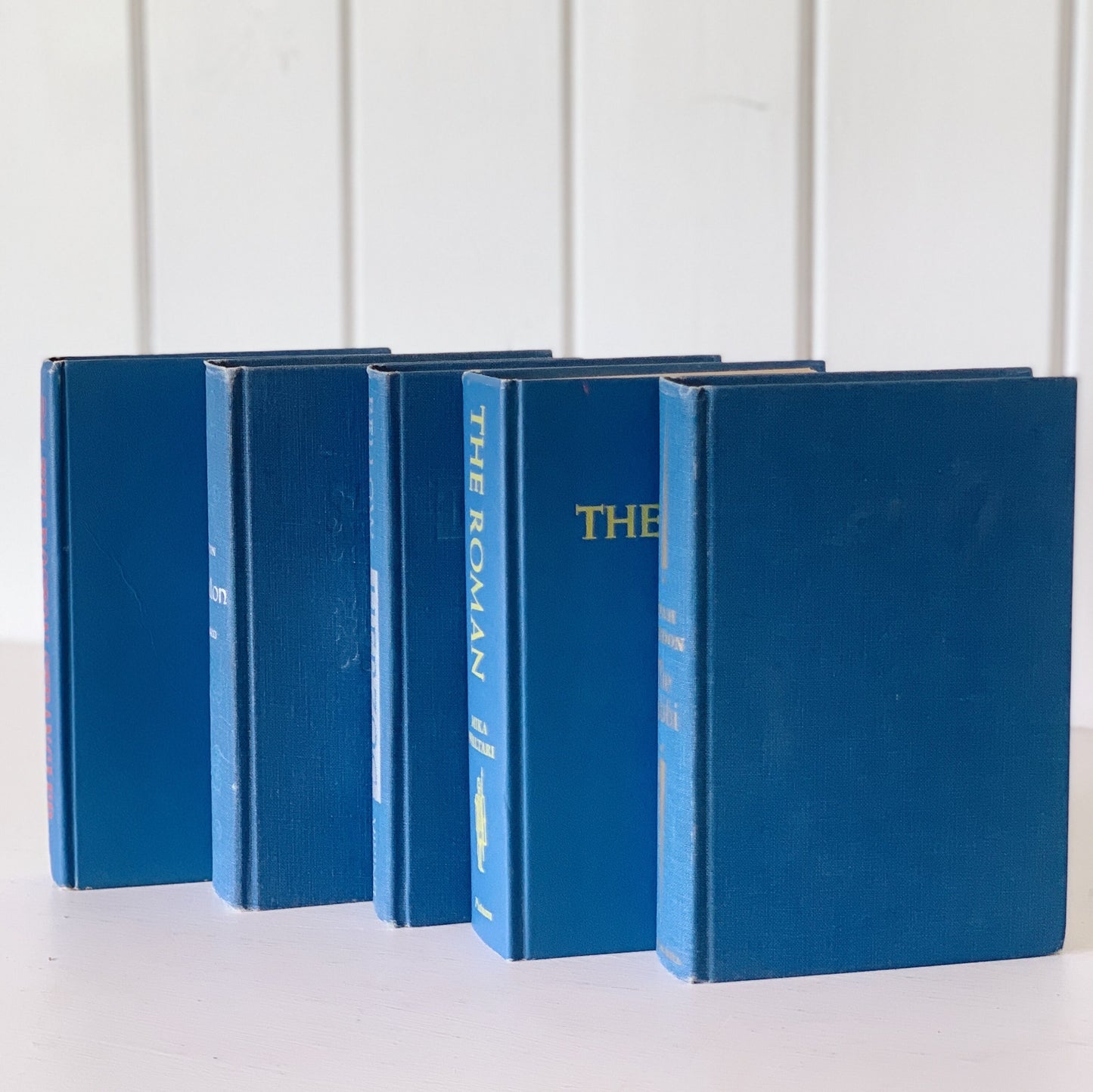 Mid Century Modern Vintage Blue Books for Decor, Vintage Book Set for Shelf Styling, 1960s