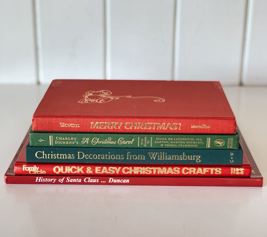 Christmas Book Bundle, Mantle Decor, Vintage Oversized Christmas Books, Coffee Table Book Set
