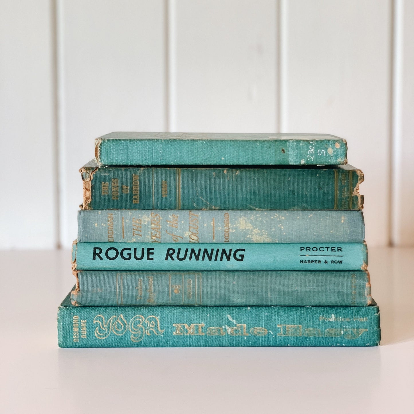Shabby Chic Vintage Teal Green Book Bundle, Books by Color