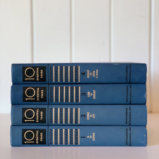 10 Eventful Years 1947 Reference Book Set on WWII, Vintage Oversized Blue Books