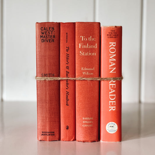 Red Decorative Books, Small Vintage Book Bundle