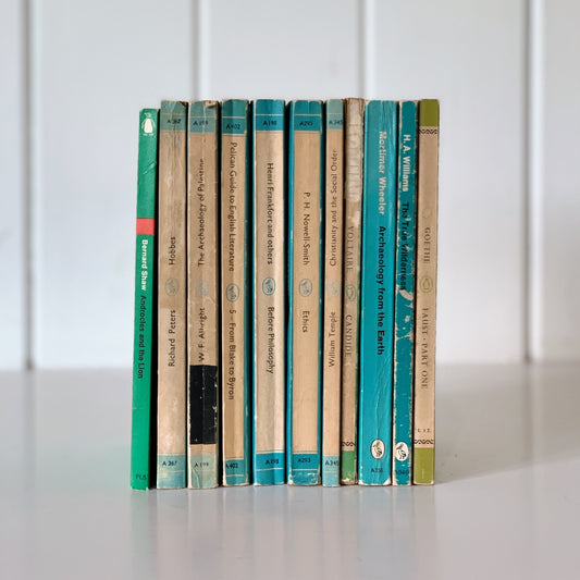 Vintage Paperback Classic Books, Blue Pelican Book Bundle for Decor