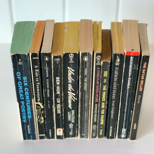 Vintage Black Paperback Books, Classic Literature, Instant Library, Black Books for Decor