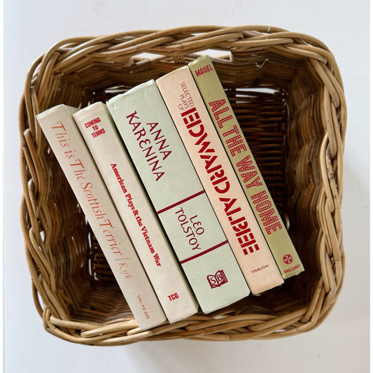 Beige Tan Vintage Decorative Neutral Book Set With Orange and Red Lettering, Mid Century Plays and Dramas