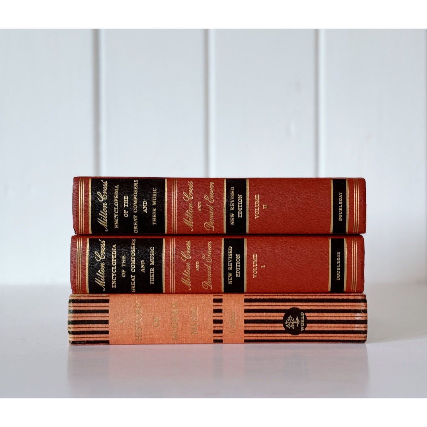 Milton Cross Composers Book Bundle, Mid Century Modern Copper Black Gold Music Book Bundle