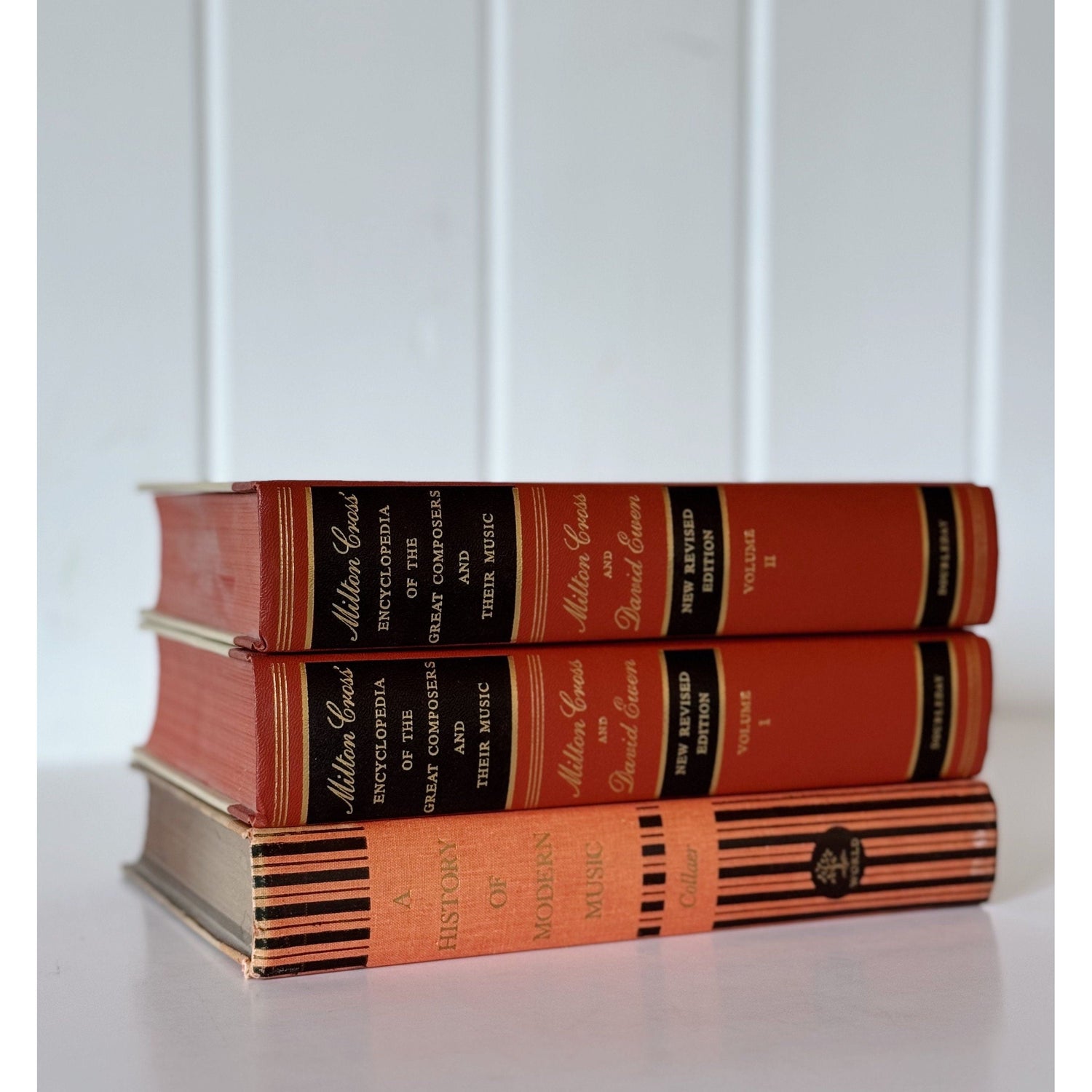 Milton Cross Composers Book Bundle, Mid Century Modern Copper Black Gold Music Book Bundle