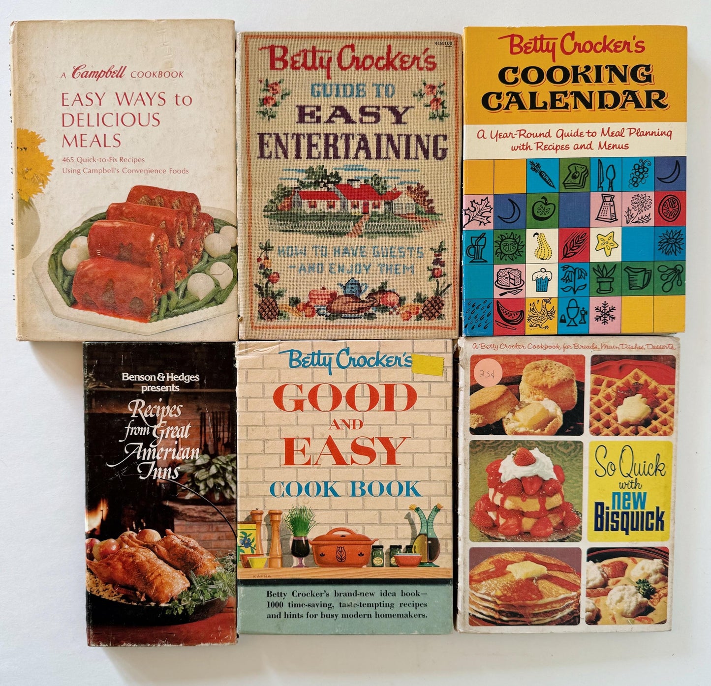 Vintage Cook Books with Spiral Binding for Fun Retro Shelf Styling, Betty Crocker First Editions