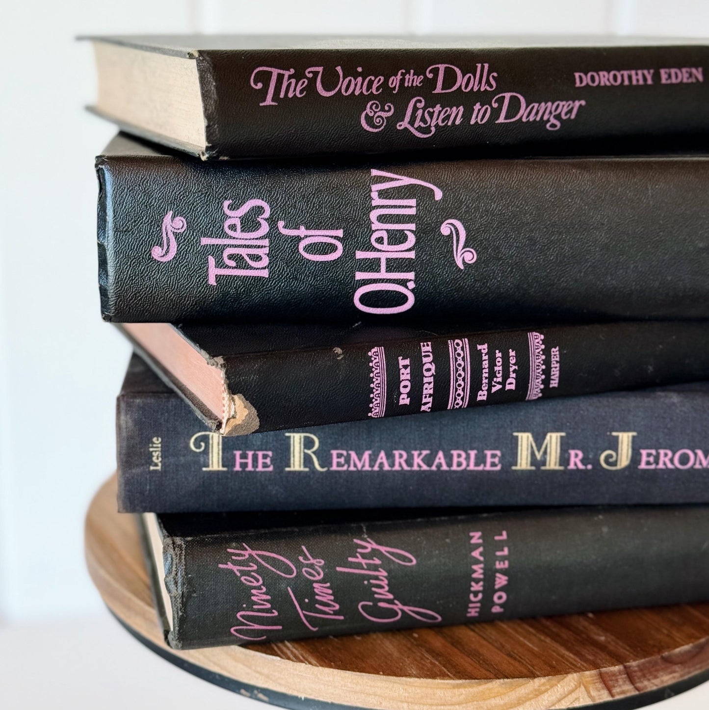 Vintage Black and Purple Book Bundle for Shelf Styling, Retro Books By Color