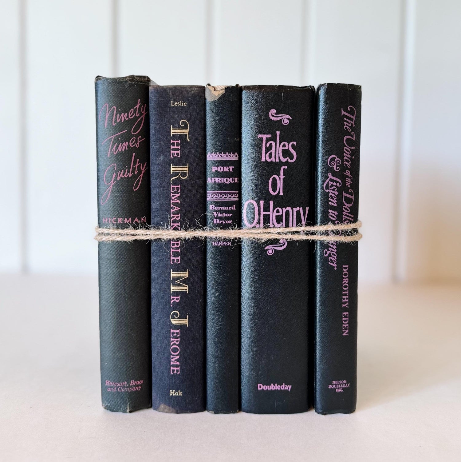 Vintage Black and Purple Book Bundle for Shelf Styling, Retro Books By Color