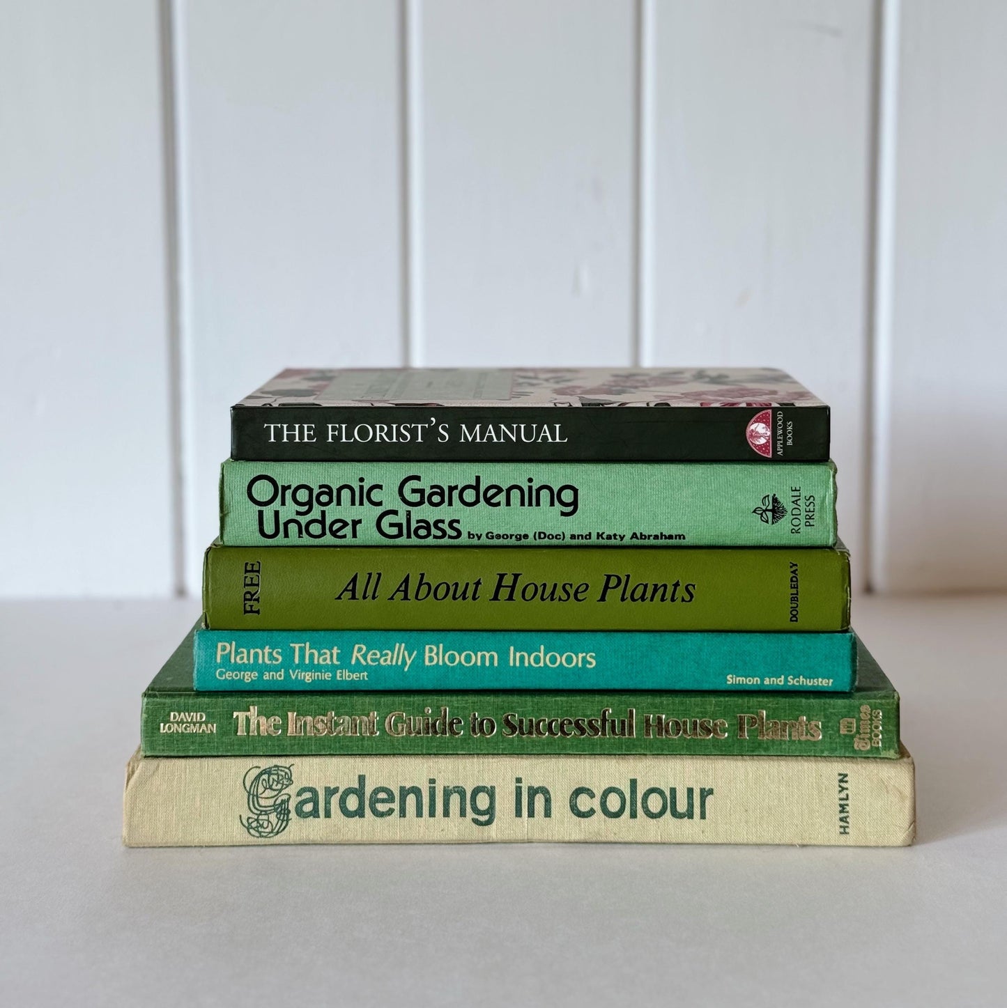 Vintage Green Garden and Houseplant Book Set, Large Book Set for Plant Lover