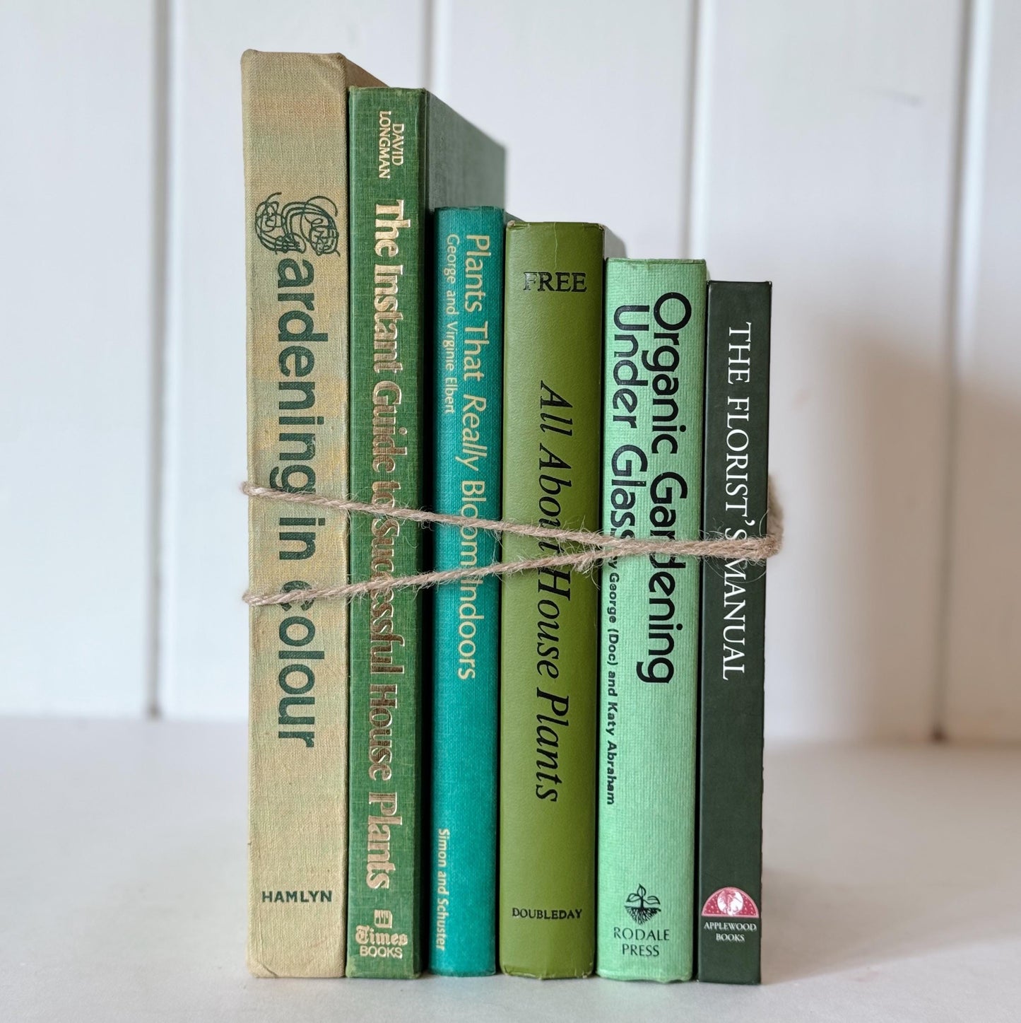 Vintage Green Garden and Houseplant Book Set, Large Book Set for Plant Lover