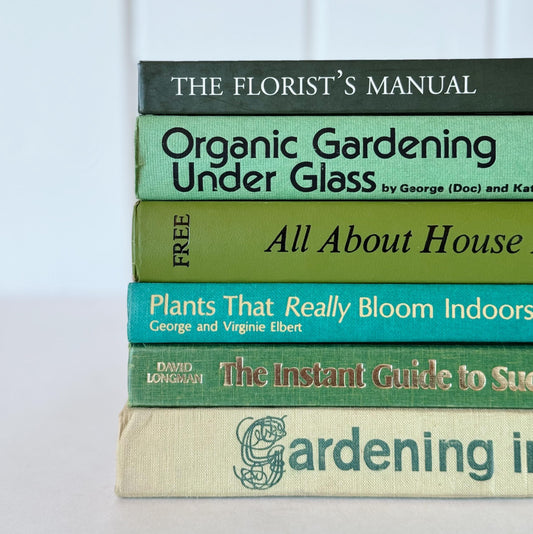 Vintage Green Garden and Houseplant Book Set, Large Book Set for Plant Lover