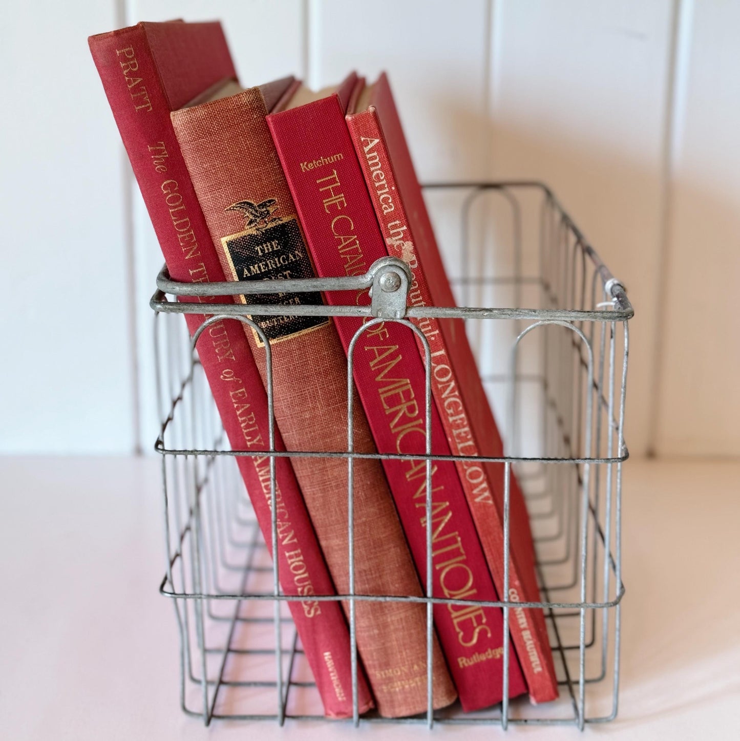 Vintage Red America Themed Coffee Table Books for Display, Books By Color, Vintage Book Set