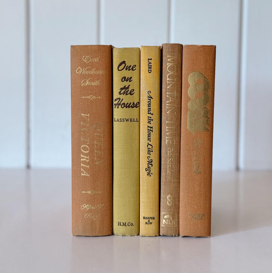 Vintage Copper Goldenrod Orange Brown Decorative Books for Shelf Styling