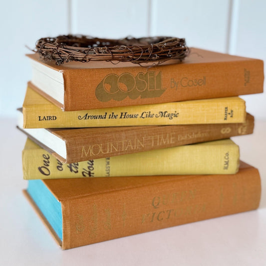 Vintage Copper Goldenrod Orange Brown Decorative Books for Shelf Styling