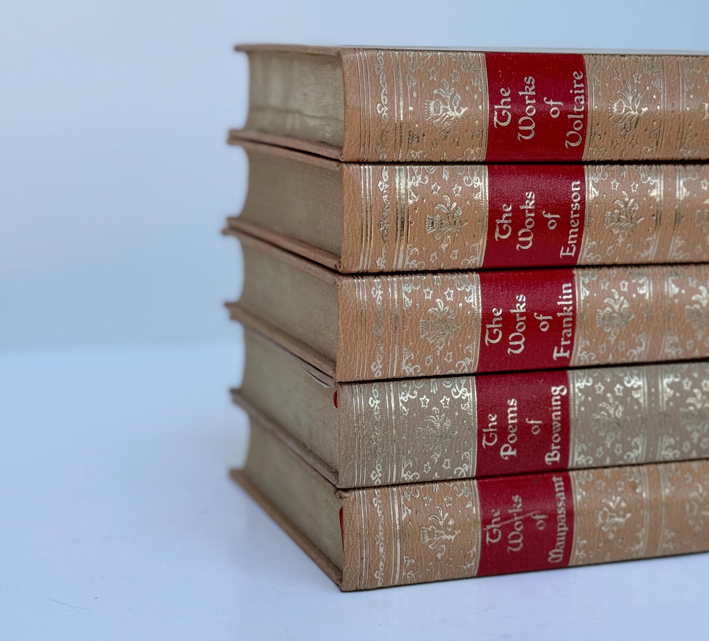 Ornate Gold and Red Vintage Book Set, Black's Reader Service, Classic Literature Books