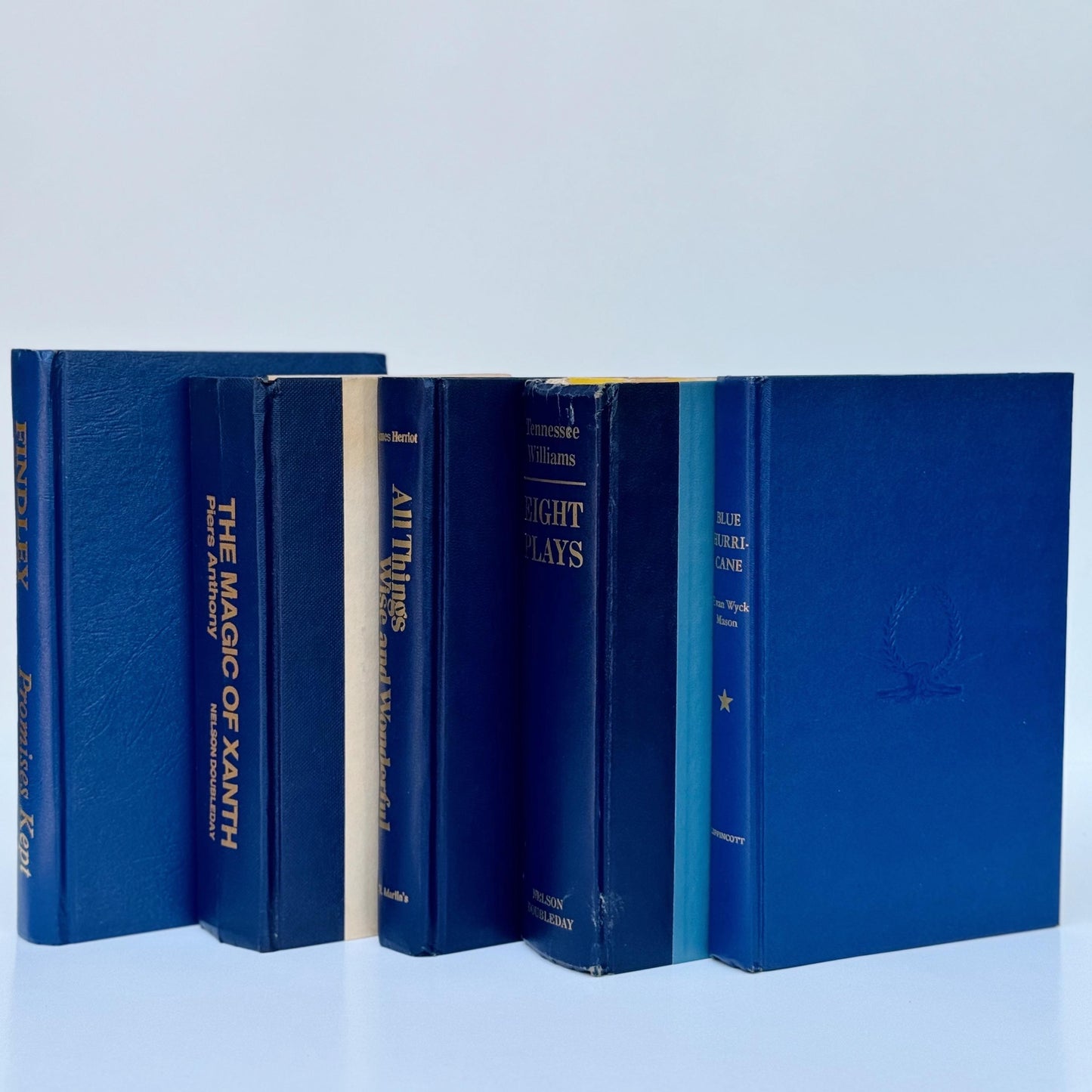 Navy Indigo Blue Vintage Book Set for Decor, Mid Century Modern Bookshelf Decor