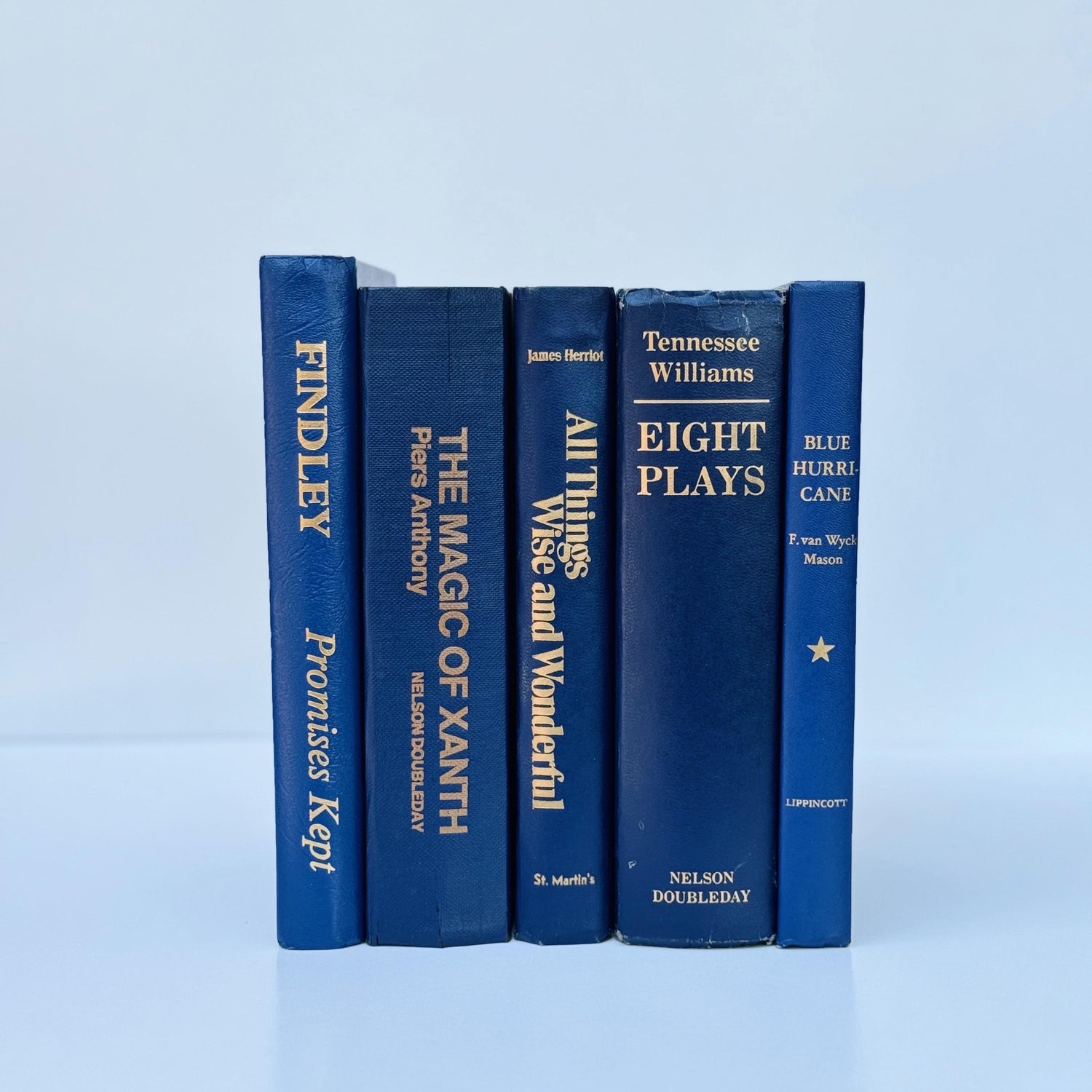 Navy Indigo Blue Vintage Book Set for Decor, Mid Century Modern Bookshelf Decor