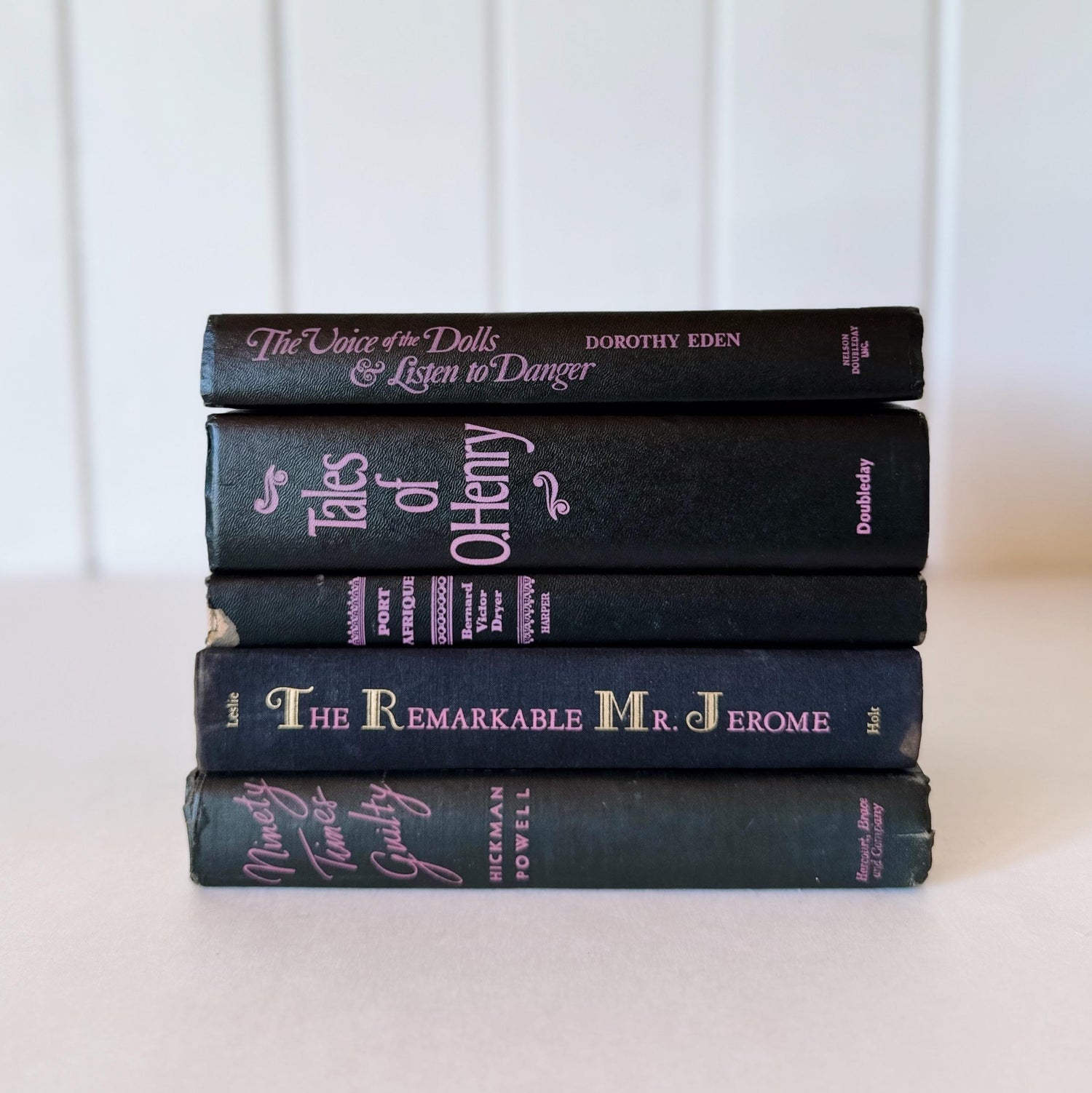 Vintage Black and Purple Book Bundle for Shelf Styling, Retro Books By Color