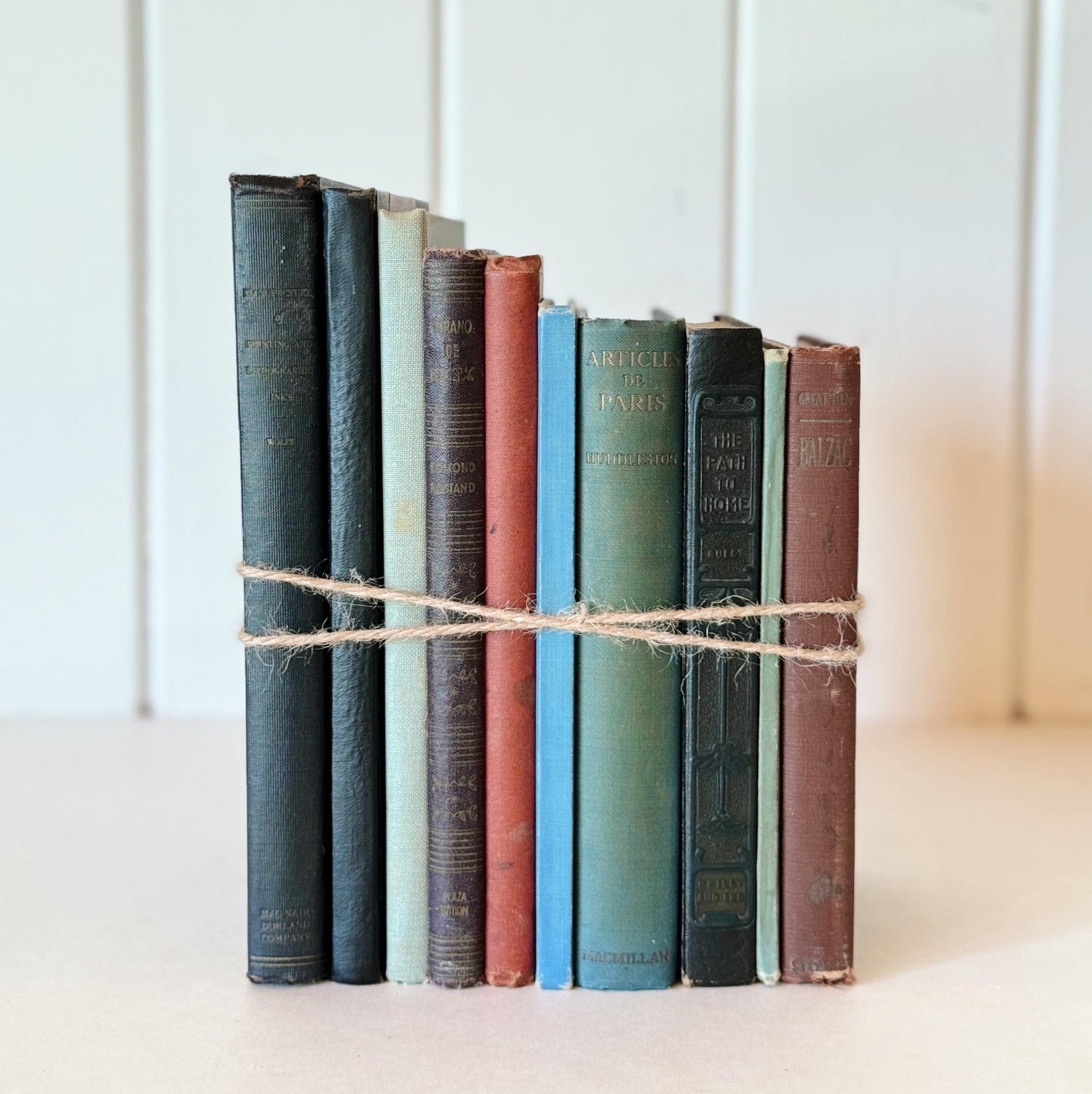 Antique Shabby Book Bundle for Shelf Styling, Minimalist Books No Lettering