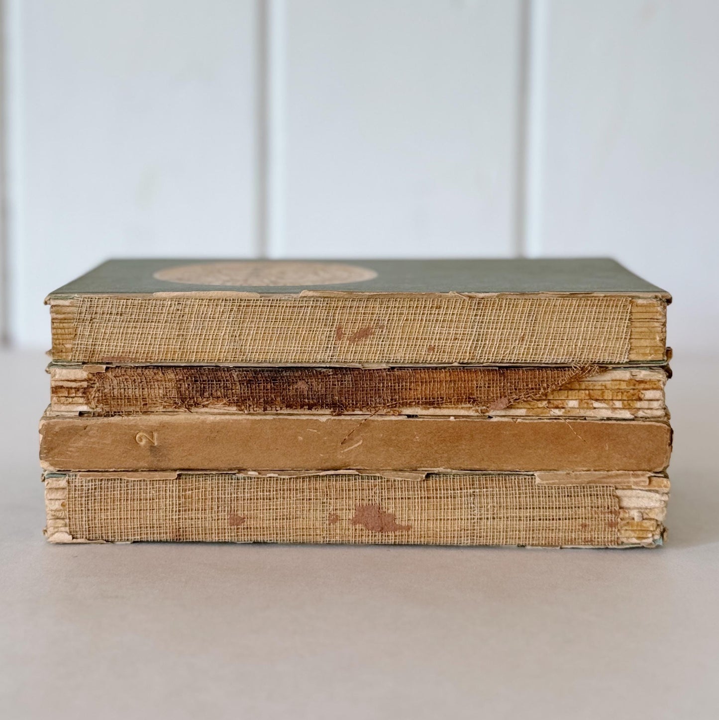 Antique Small Shabby Psychology Books For Shelf Styling, Distressed Applied Psychology Set, 1920