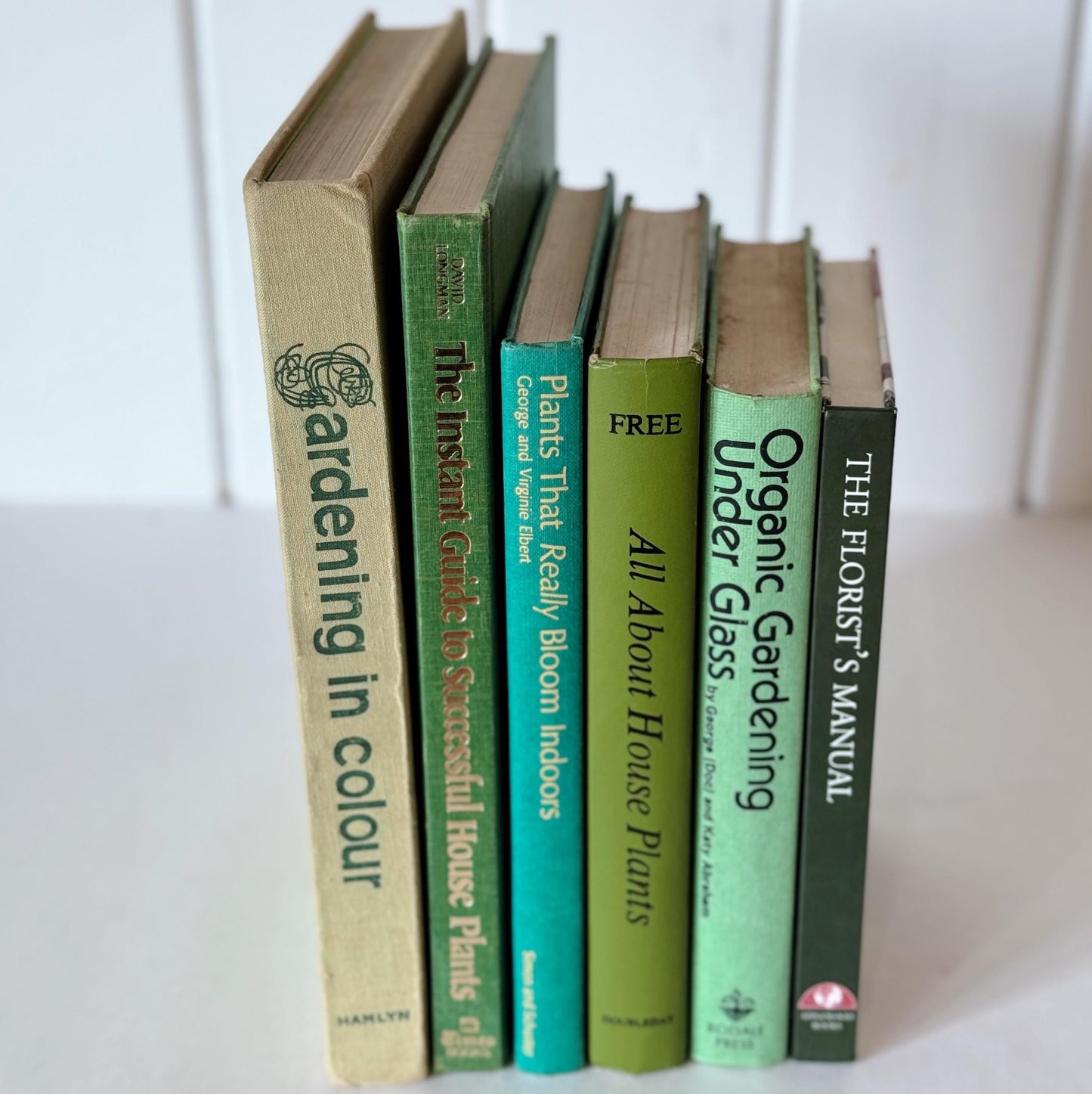 Vintage Green Garden and Houseplant Book Set, Large Book Set for Plant Lover