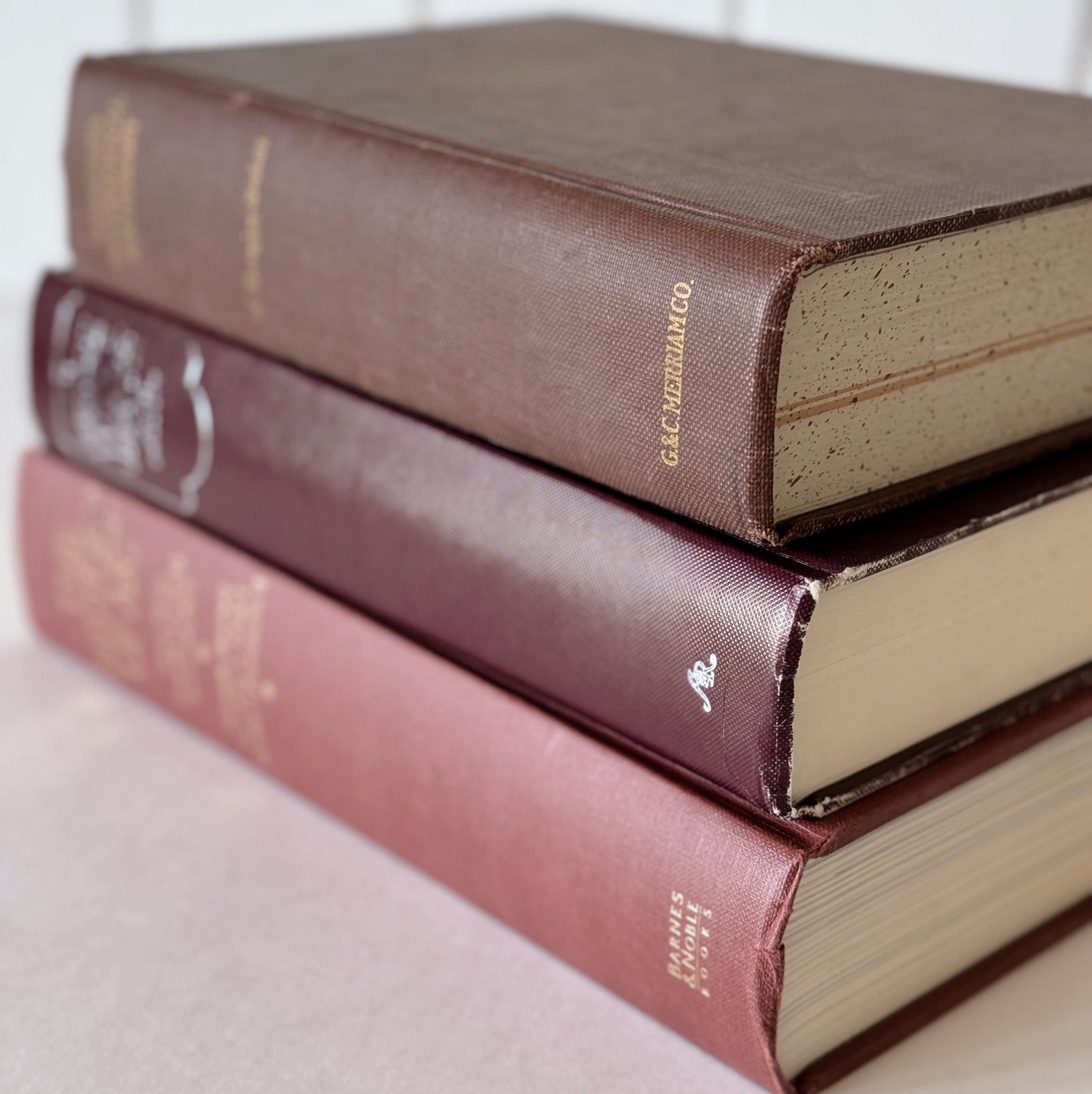 Large Maroon Red and Brown Vintage Reference Book Bundle for Shelf Styling, Old Books on Wine, Art, Biographies