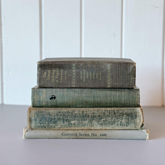 Vintage Shabby Blue and Gray Books for Shelf Styling, Shabby Chic Cozy Books