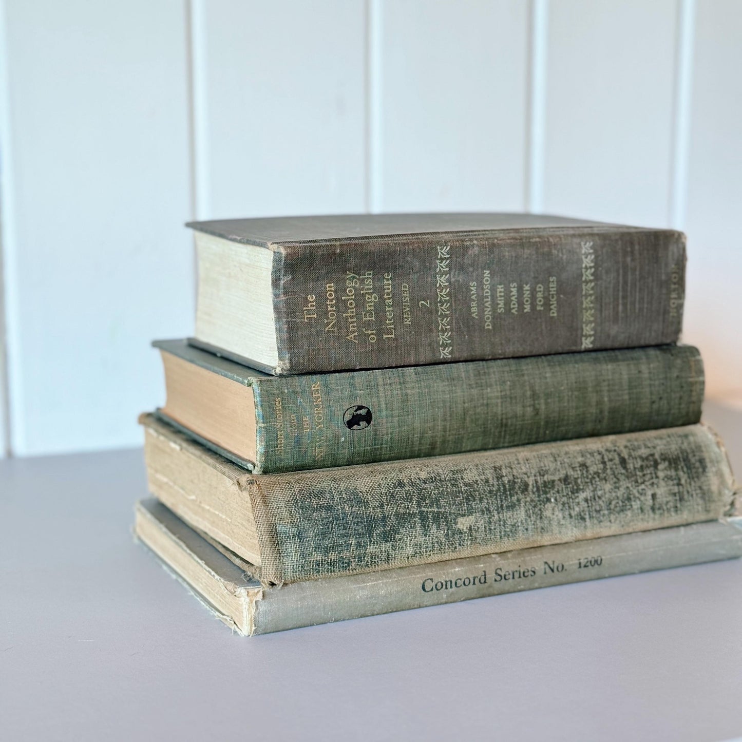 Vintage Shabby Blue and Gray Books for Shelf Styling, Shabby Chic Cozy Books