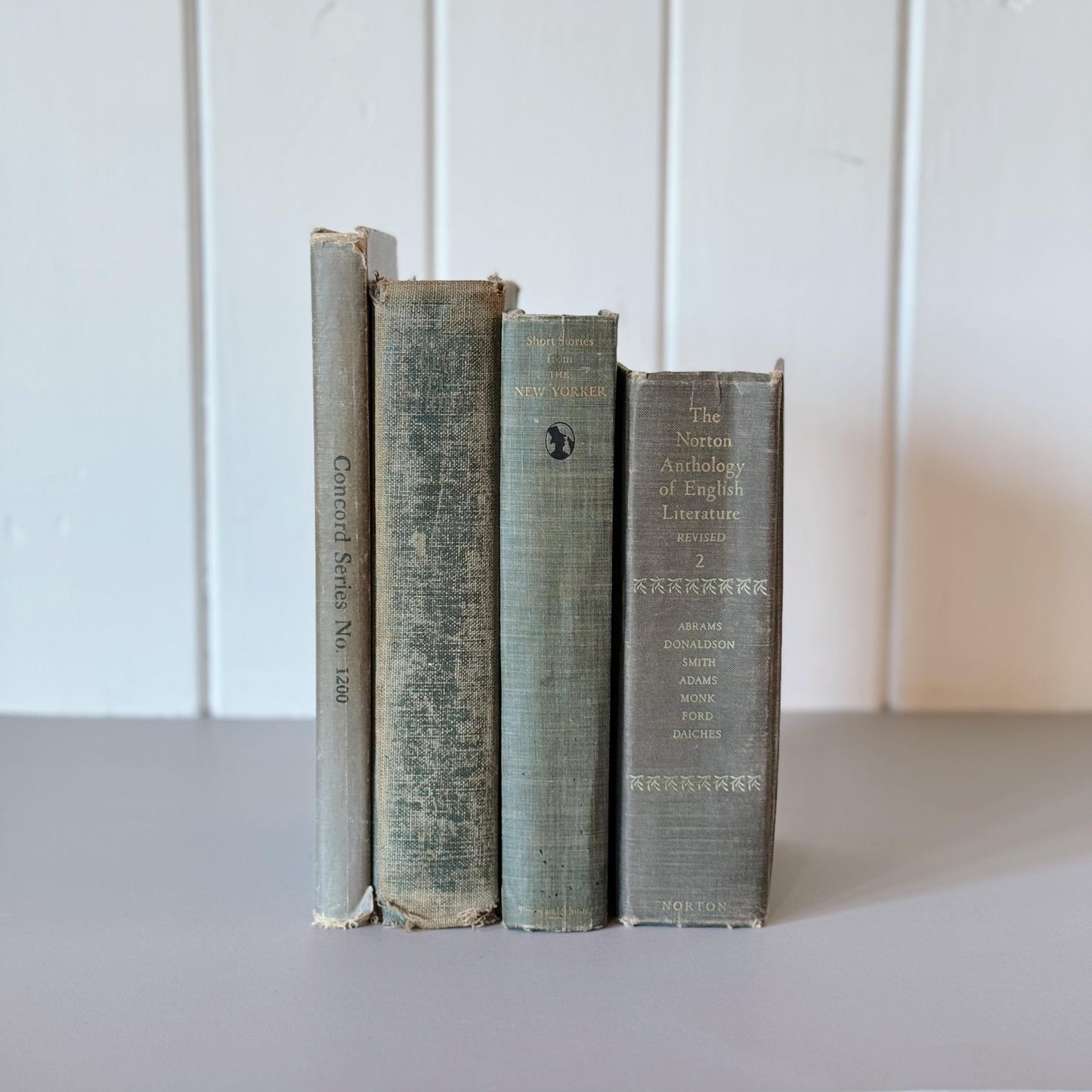 Vintage Shabby Blue and Gray Books for Shelf Styling, Shabby Chic Cozy Books