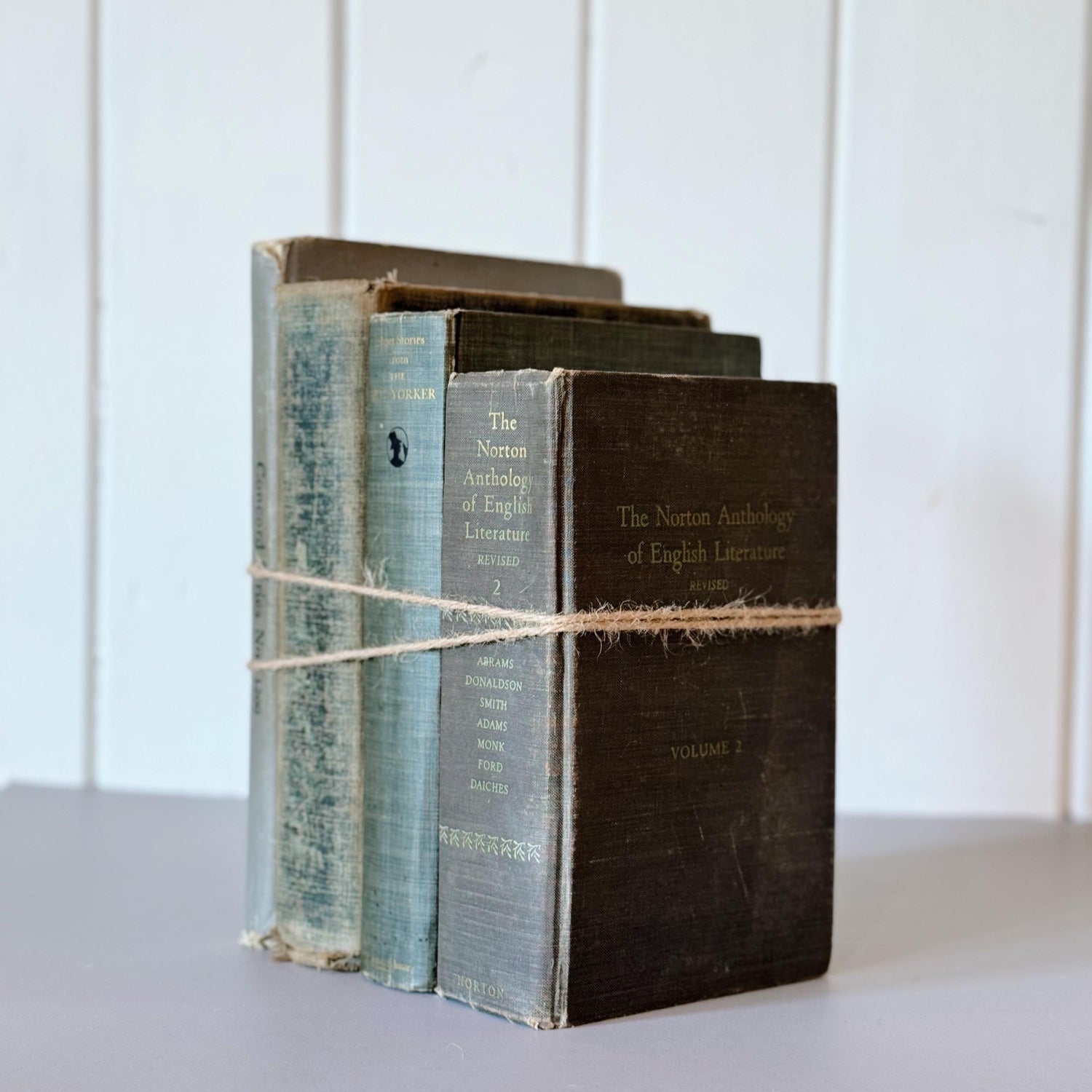 Vintage Shabby Blue and Gray Books for Shelf Styling, Shabby Chic Cozy Books