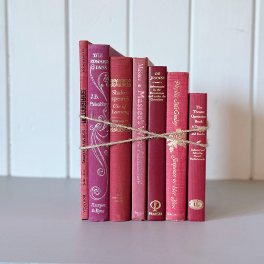 Vintage Pink and Purple Large Book Set For Shelf Styling