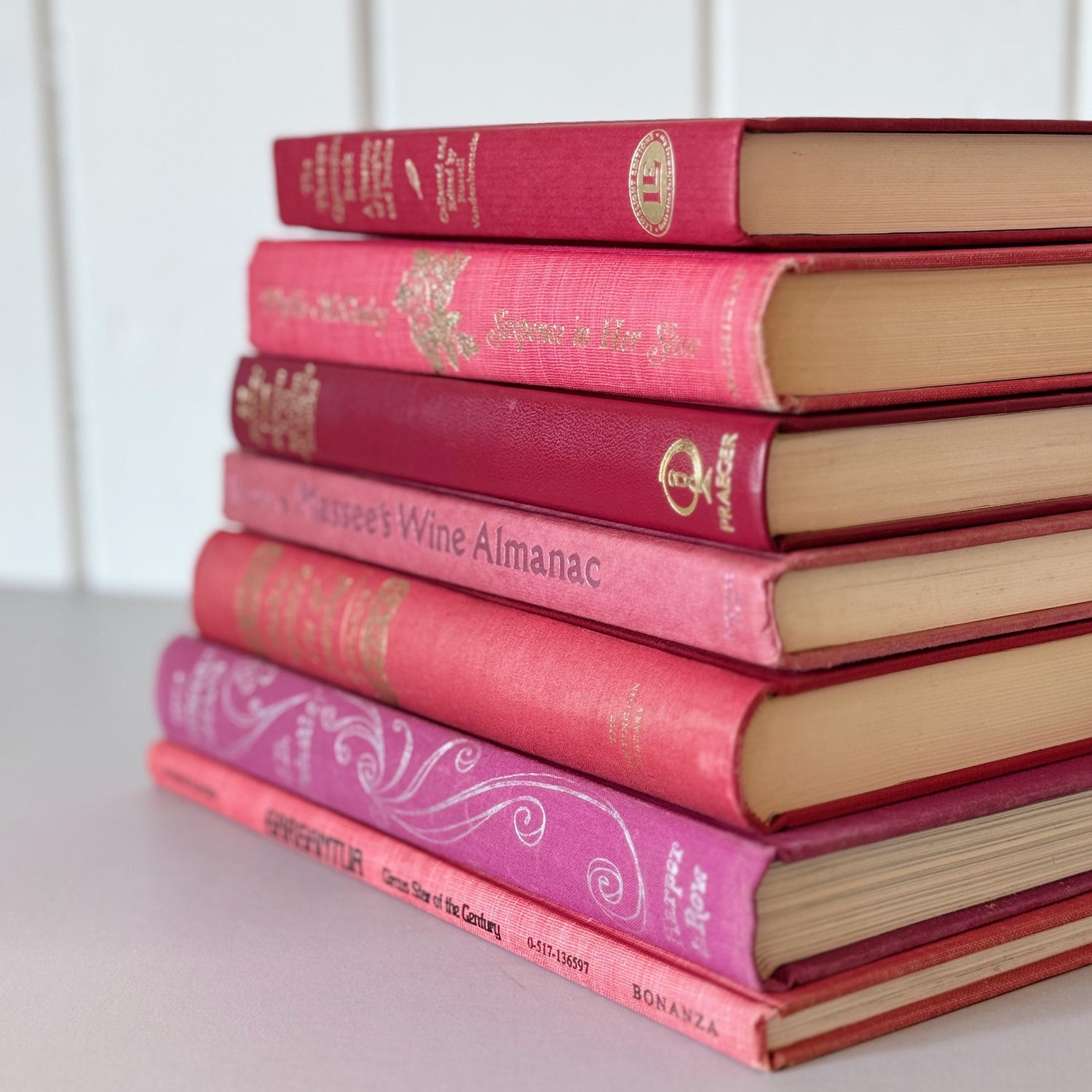 Vintage Pink and Purple Large Book Set For Shelf Styling