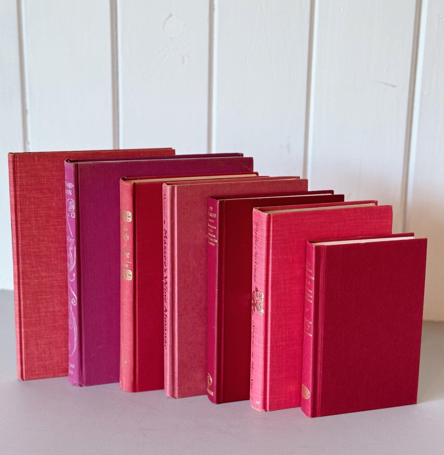 Vintage Pink and Purple Large Book Set For Shelf Styling