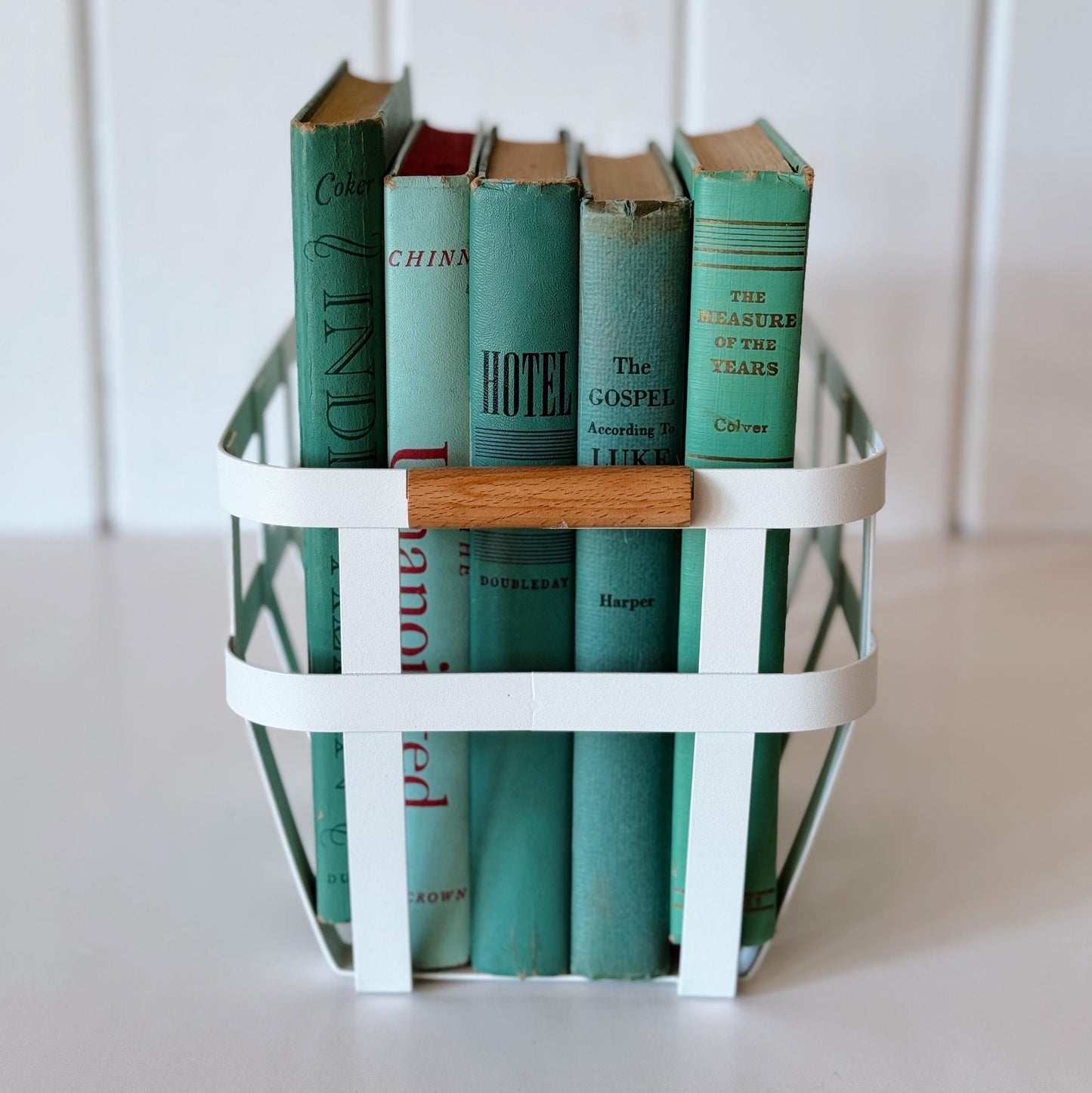 Vintage Teal Green Book Set for Bookshelf Decor, Retro Mint Green Book Set